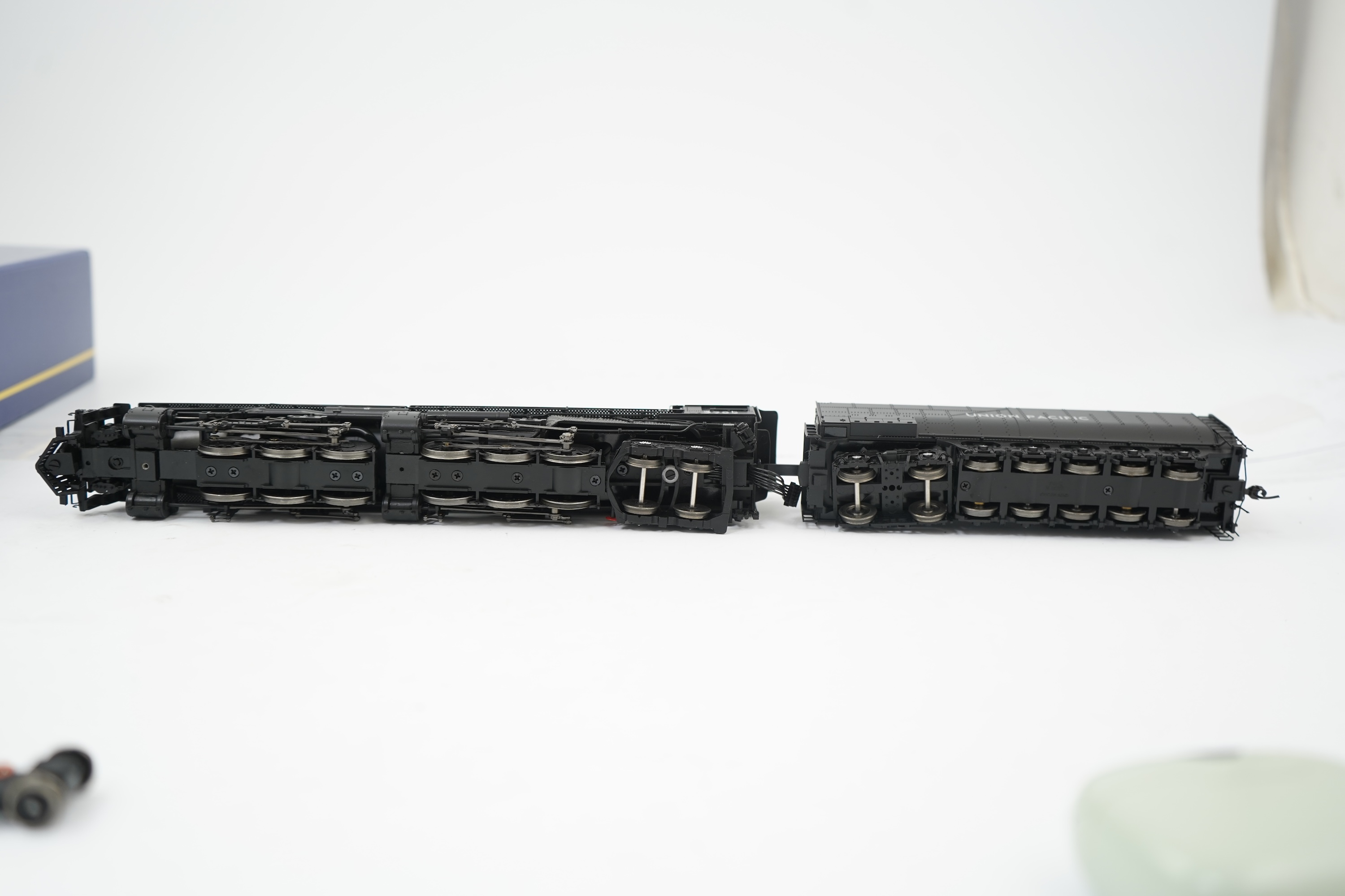 A boxed HO gauge Genesis (G9122) model of Union Pacific Challenger, 3985, 4-6-6-4 tender locomotive, powered for two rail operation.